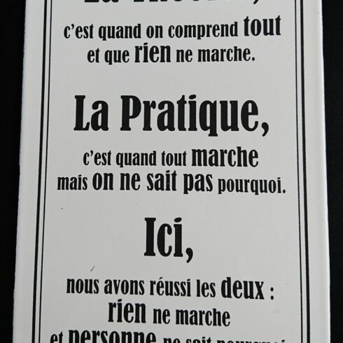 plaque émaillée 25x15cm LA THÉORIE - Sélénium