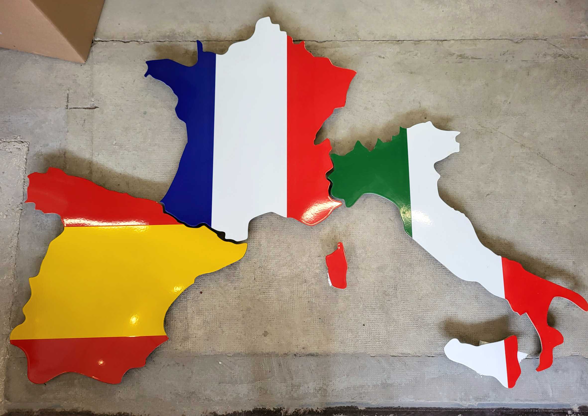 Pays Europe émaillés 60cm x 80cm - France Corse Espagne Italie Sicile Sélénium