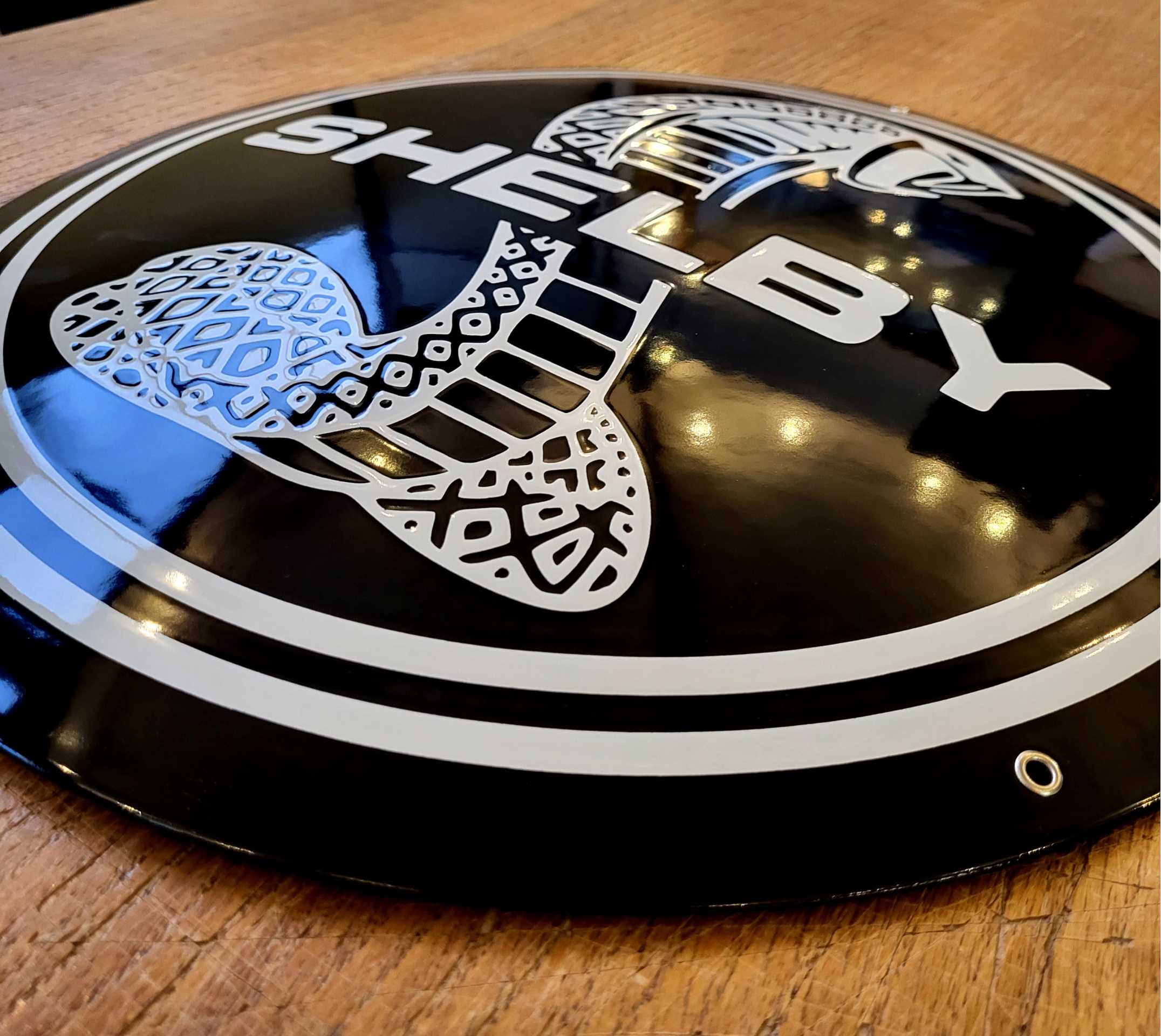 Plaque émaillée bombée Ø40cm Shelby publicités anciennes émaillées bombée Ø40cm Shelby Sélénium