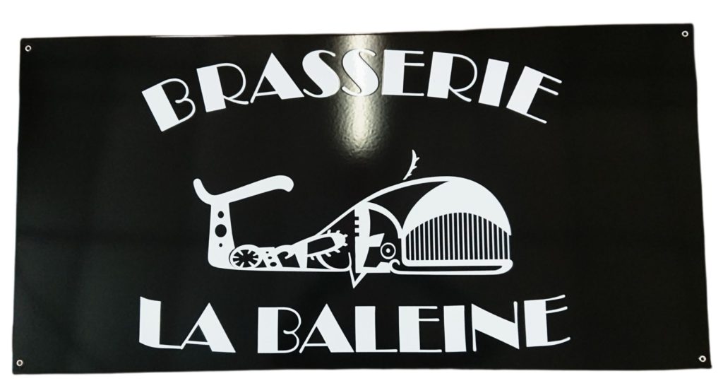 Plaque émaillée 1m x 50cm, Brasserie La Baleine - Sélénium