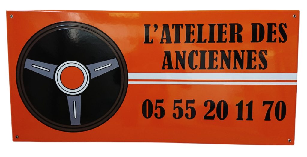 Plaque émaillée 1m x 50cm, 4 trous avec œillets, L'Atelier des Anciennes - Sélénium