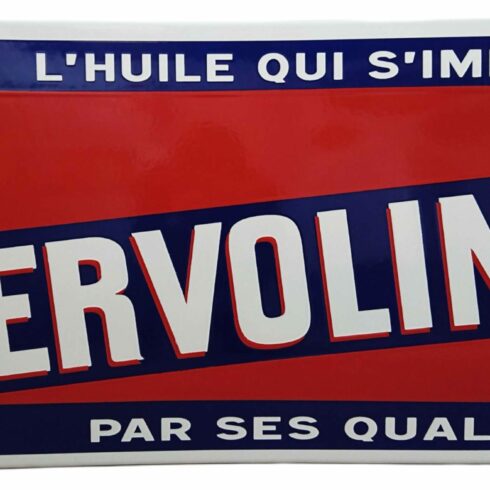 publicités anciennes émaillées 1m x 50cm, 4 trous avec œillets, Kervoline - Sélénium